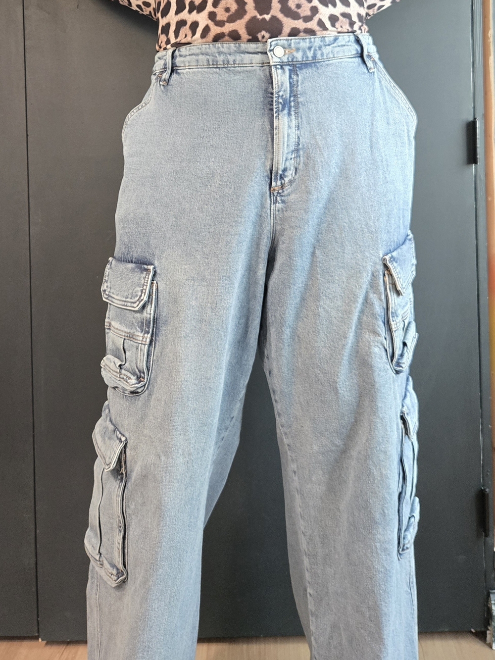 good american | denim cargo pants | wide leg | oversized | relaxed | us 20